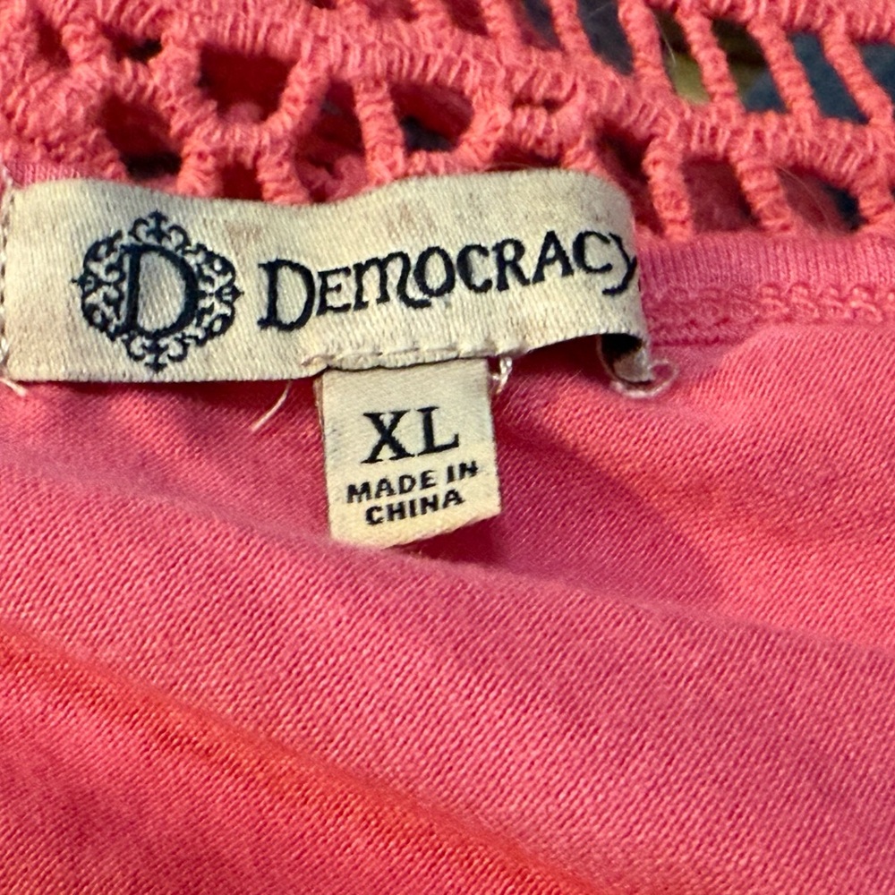 Democracy Coral Lace Lined Blouse XL 3/4 sleeves - Picture 6 of 8